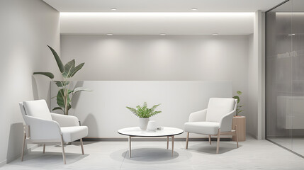 A living room with a white couch, two chairs, and a coffee table
