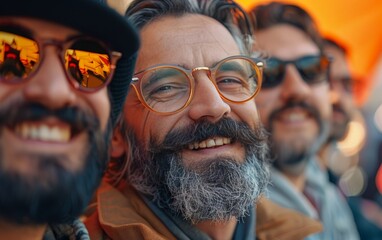 Obraz premium Men's Health Awareness Month, Movember, a group of men showing support for one another, unity, and awareness