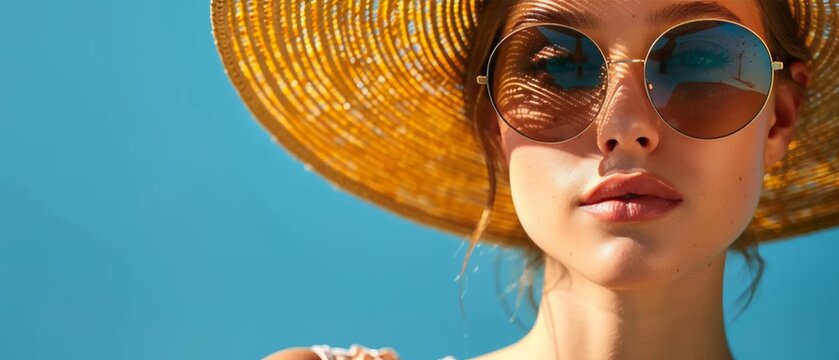 Person wearing a widebrimmed hat and sunglasses, UV Safety Awareness Month, sun protection and style