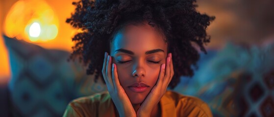 During National Migraine and Headache Awareness Month, a person suffering from a migraine uses a relaxing app to find comfort.