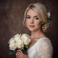 Naklejka premium bride with bouquet of flowers