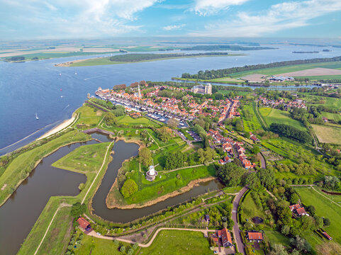 Aerial  from the city Veere in Zeeland the Netherlands