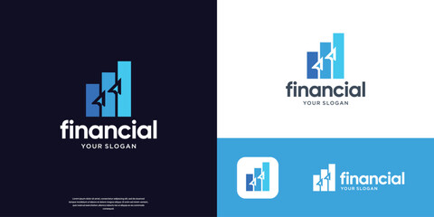 modern accounting financial logo design with right arrow shape concept.