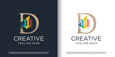Obraz premium painting logo design with letter d concept premium vector