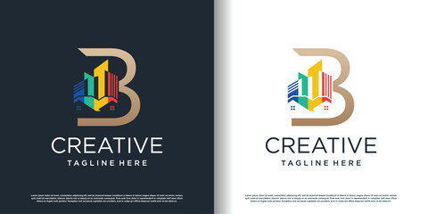 painting logo design with letter b concept premium vector