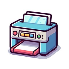 Cartoon style printer on a white background, flat colors, in vector style