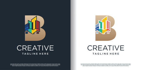 painting logo design with letter b concept premium vector