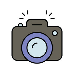 camera color line icon with white background vector stock illustration