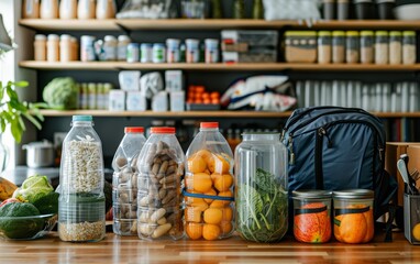 Emergency supplies neatly organized in a home, National Preparedness Month, planning and safety