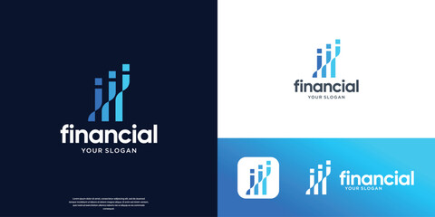 accounting financial logo inspiration with combined diagram growth flow symbol concept.