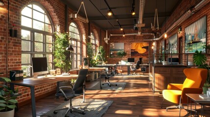 Modern Industrial Office Space with Natural Light.