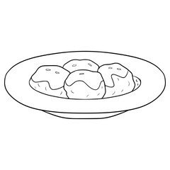 meat ball illustration hand drawn outline vector