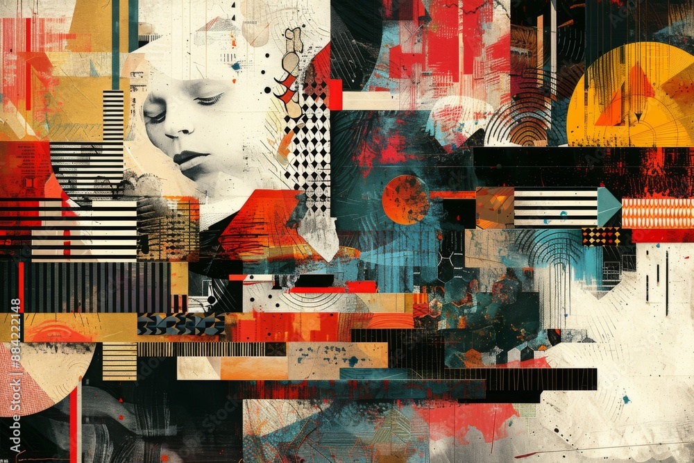 Poster Abstract Collage with a Face