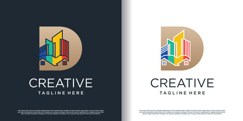 painting logo design with letter d concept premium vector