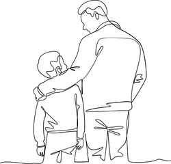 Father and son one line art illustration