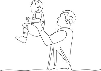 Obraz premium Father and son one line art illustration