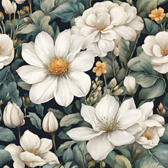 White flower, vintage background, water color tone, drawing, vibrant color, printing, digital photo, artistic, drawing, vibrant color, wall art printing, image, vintage, flower