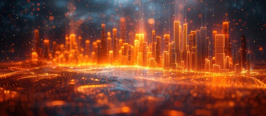 Fototapeta premium Digital Metropolis: A Glowing Cityscape of Light