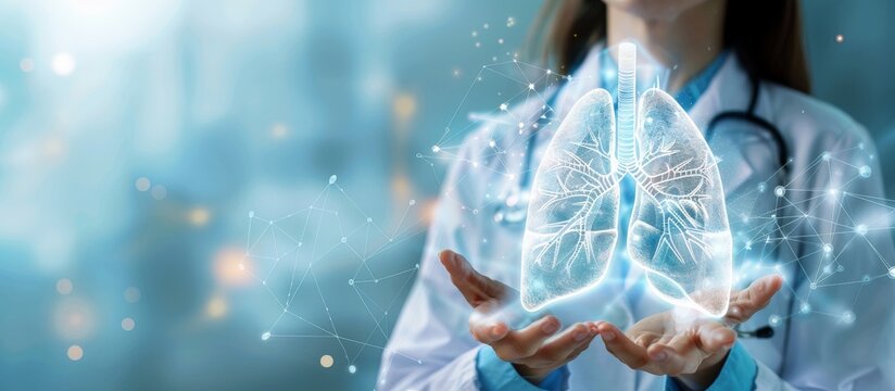 Doctor holding a digital representation of the human lungs