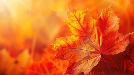 Close-up of vibrant autumn leaves with sunlight, showcasing the beauty of fall colors and the warm tones of the season.