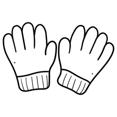 Obraz premium Hand drawn doodle a pair of warm gloves on white background.