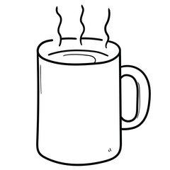 Hand drawn doodle cup of coffee or tea on white background.
