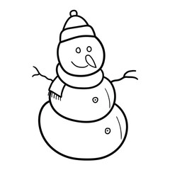 Hand drawn doodle snowman on white background.