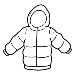 Hand drawn doodle winter jacket on white background.