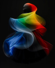 Naklejka premium Artwork of Color Explosion Dynamic Movement of Fabric in an Artistic Display, Capturing the Vibrant Play of Colors and Textures in a Mesmerizing Abstract Composition Brainstorming Magazine Background