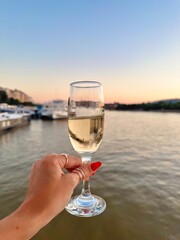 Summer sunset over the Danube river 