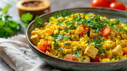 Tofu Scramble with Yellow Rice