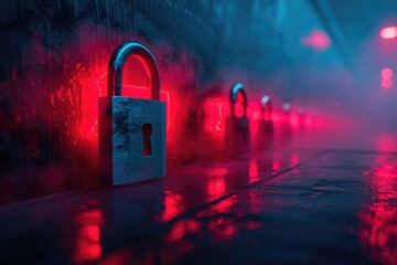 Cybersecurity Breach: Unlocked Red Padlock