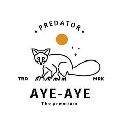 vintage retro hipster aye aye logo outline monoline art icon