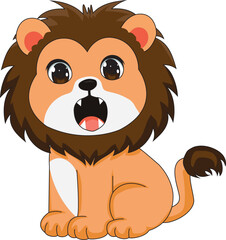 Cute baby lion roar vector