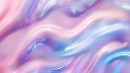 Fototapeta premium Soft pastel iridescent waves of colorful creamy fluid texture