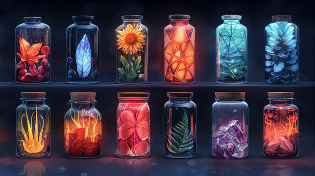 Glass bottle filled with nature