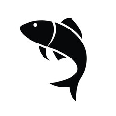 Fish icon black silhouette. Fisheries logo symbol