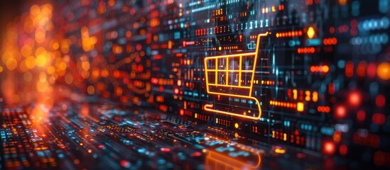 Digital Shopping Cart on a Futuristic Interface