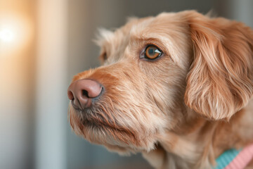 Dog looks attentively during a training session