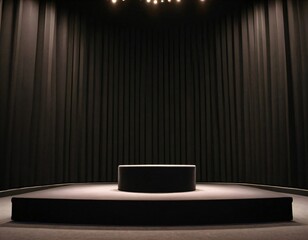 블랙 배경에 빈 단상. 제품 프리젠테이션을 위한 목업 이미지.