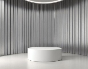 실버와 화이트 배경에 빈 단상. 제품 프리젠테이션을 위한 목업 이미지.
