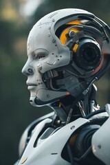 Fototapeta premium Futuristic android robot portrait