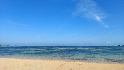 View of beautiful sea and sandy beach on sunny day