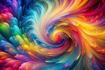Vibrant rainbow hues swirl in a mesmerizing dance of colorful chaos, blending bright pinks, blues, and yellows in an abstract, surreal, dreamlike digital art piece.