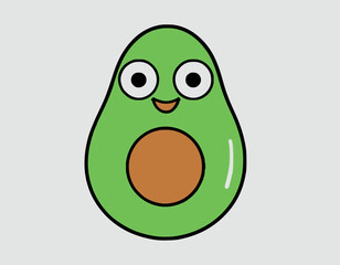 Cartoon Kawaii Avocado Vector Illustration stock illustration