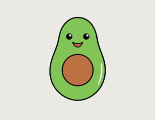 Cartoon Kawaii Avocado Vector Illustration stock illustration