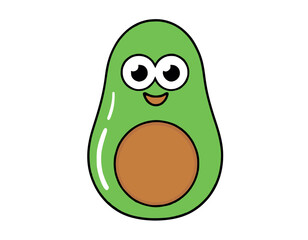 Cartoon Kawaii Avocado Vector Illustration stock illustration