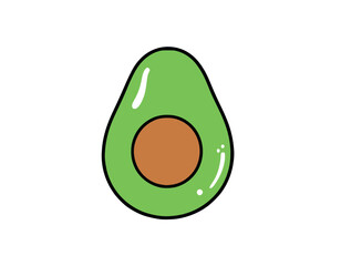 Cartoon Kawaii Avocado Vector Illustration stock illustration