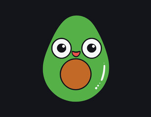 Cartoon Kawaii Avocado Vector Illustration stock illustration