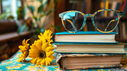 books and glasses